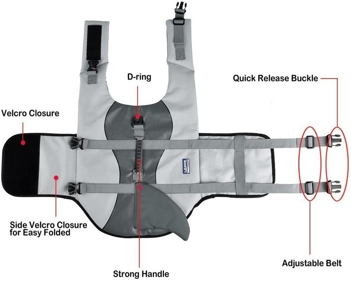 Adjustable Dog Life Jacket for Swimming - Quick-Drying Safety Vest with Handle