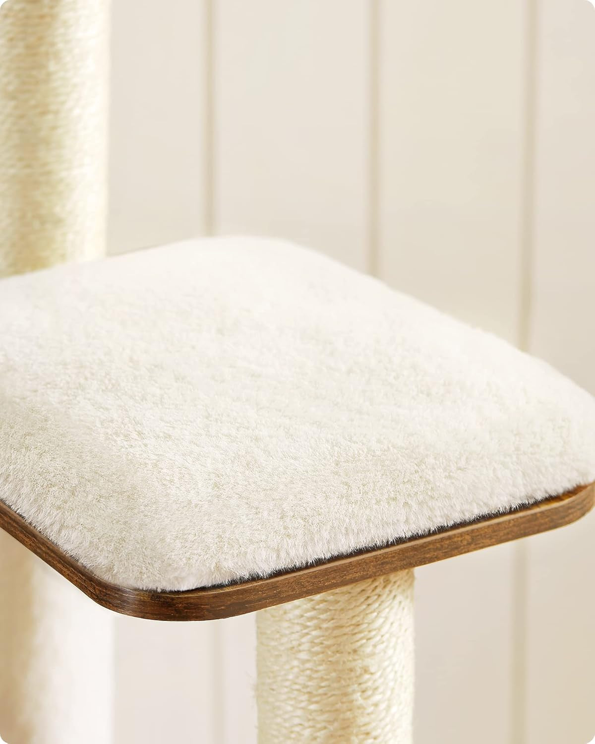 65-Inch Modern Cat Tree - Multi-Level Indoor Cat Condo with 5 Scratching Posts, Perch, and Washable Cushions in Rustic Brown
